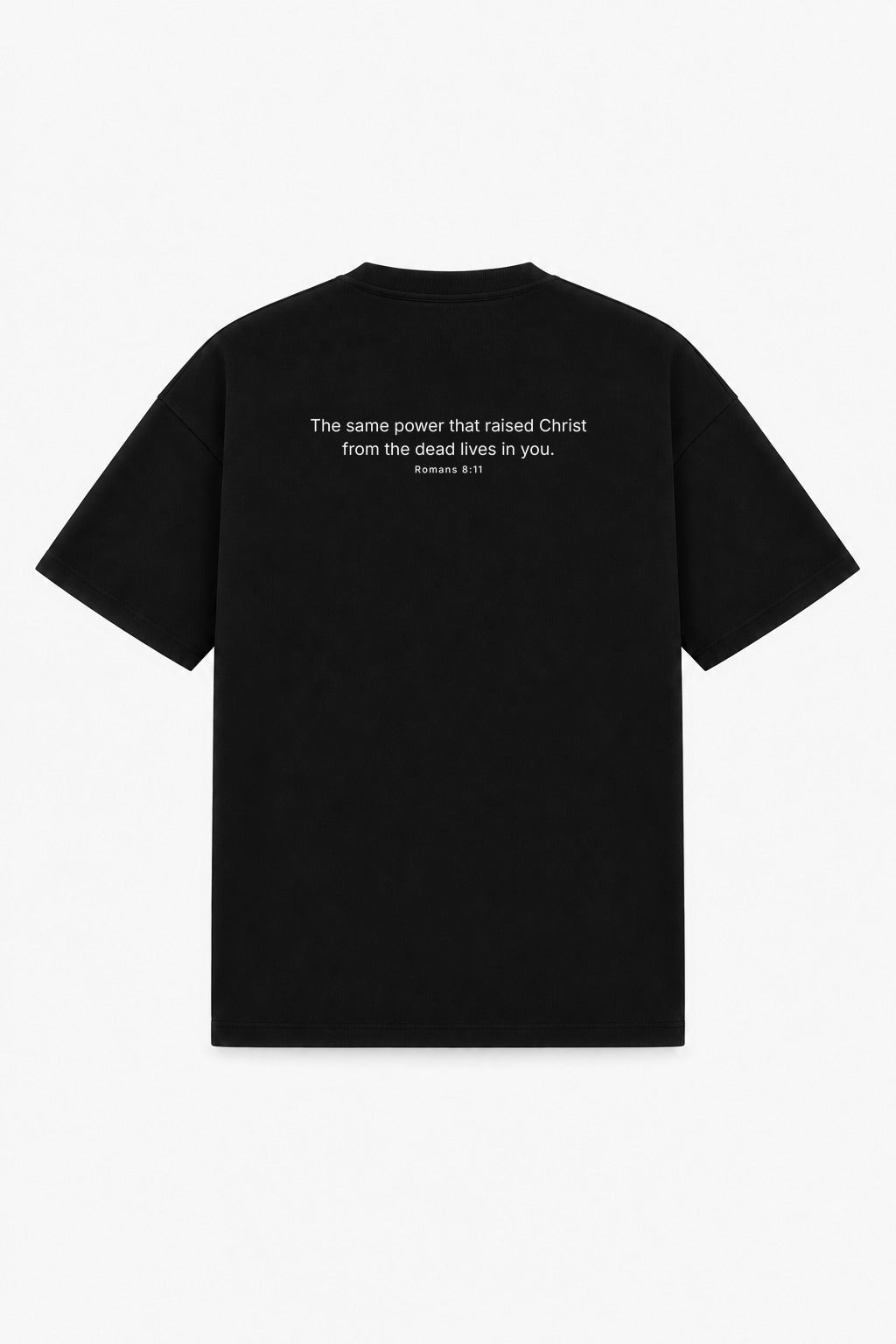 ROMANS 8:11 TEE black – back print