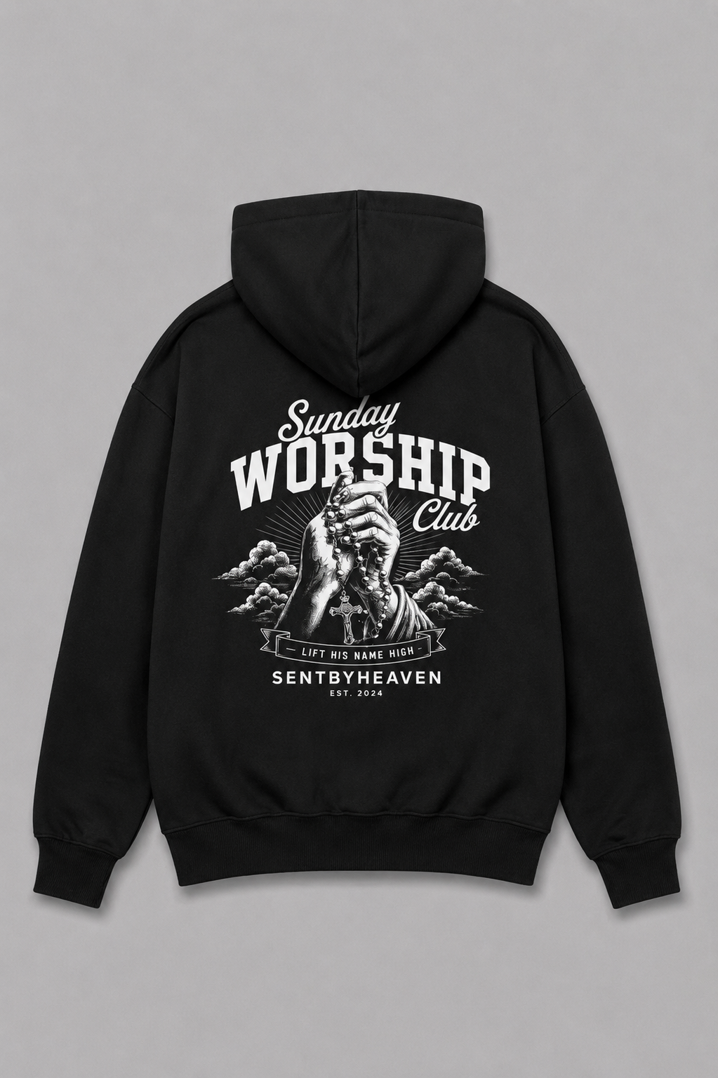 Sunday Worship Club Lift his name high Heavyweight Hoodie