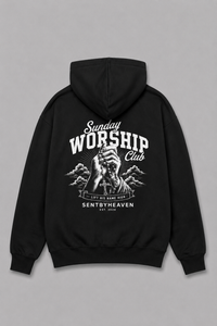 Sunday Worship Club Lift his name high Heavyweight Hoodie