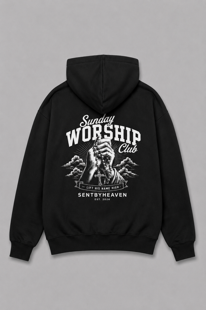Sunday Worship Club Lift his name high Heavyweight Hoodie