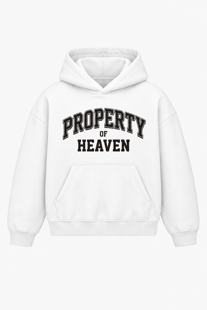 Property of Heaven Heavyweight Hoodie – Christian Hoodie by SentByHeaven, image 1