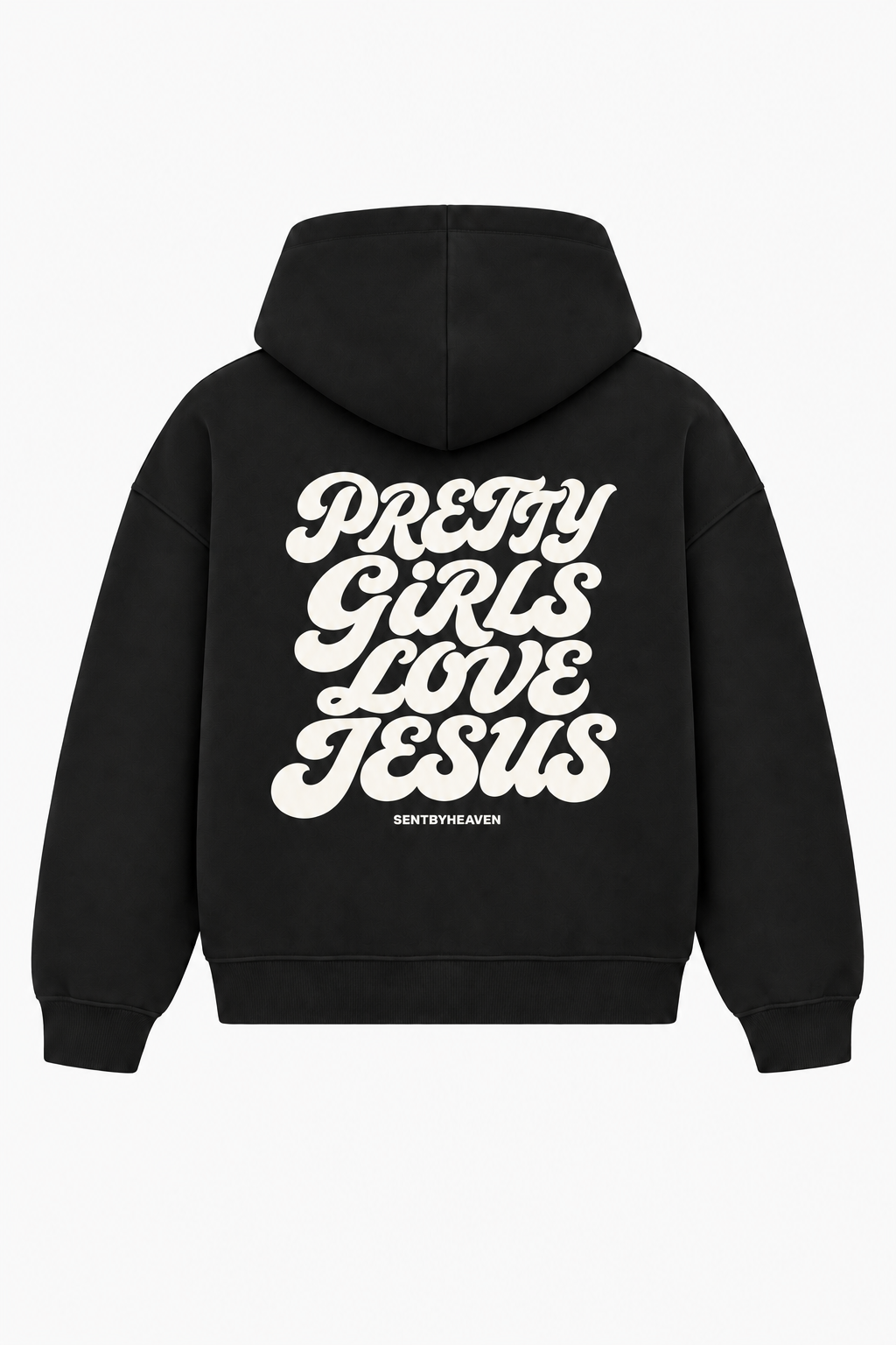 Pretty Girls Love Jesus Heavyweight Hoodie – Christian Hoodie by SentByHeaven, image 1