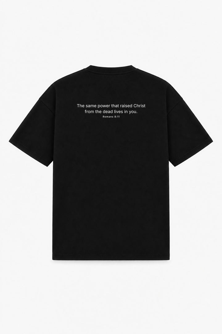 ROMANS 8:11 TEE black – back print